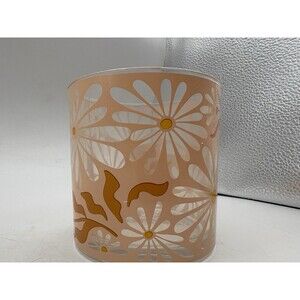 Vintage Style Floral Glass Vase Candle Holder Peach Orange Daisy Retro Decor
